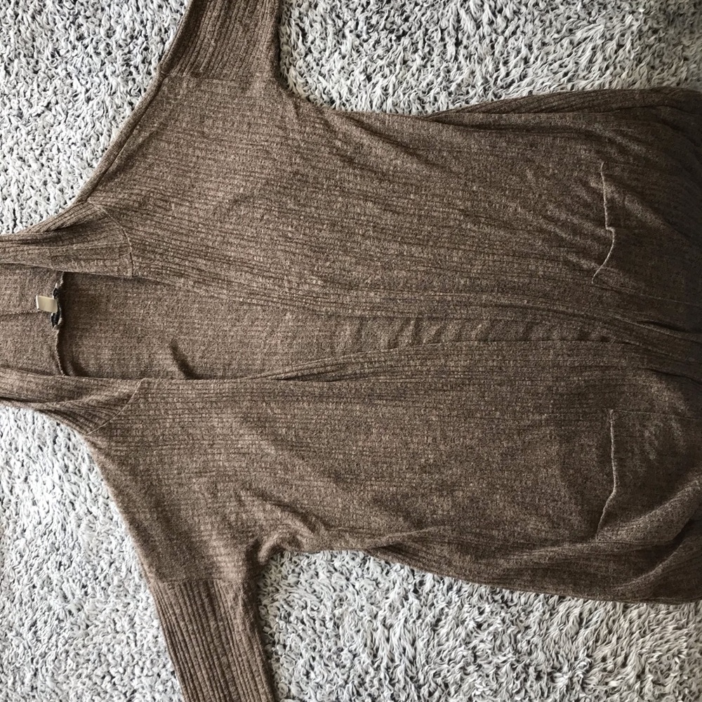 brown-green cardigan